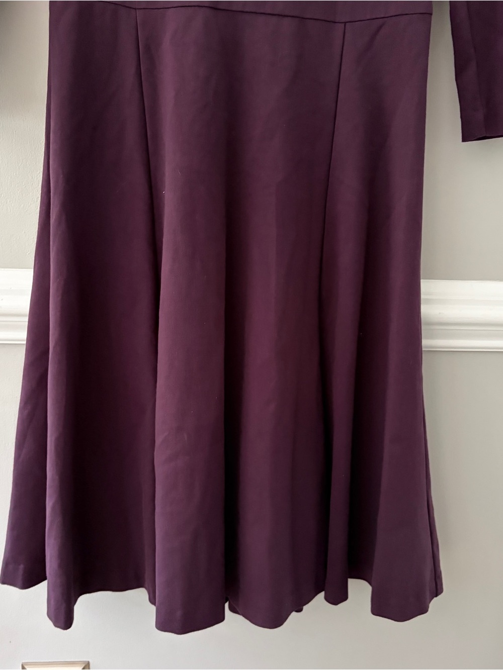 Boden Clerkenwell Burgundy Fit Flare Dress 8R Long Sleeve V Neck Dark Academia - Picture 6 of 7